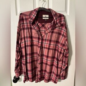 Legendary Whitetails Women’s Plaid Button Down Shirt in Red and Pink